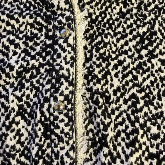 White House Black Market Beaded Fringe Cardigan | Black & White | Size L - Picture 9 of 9